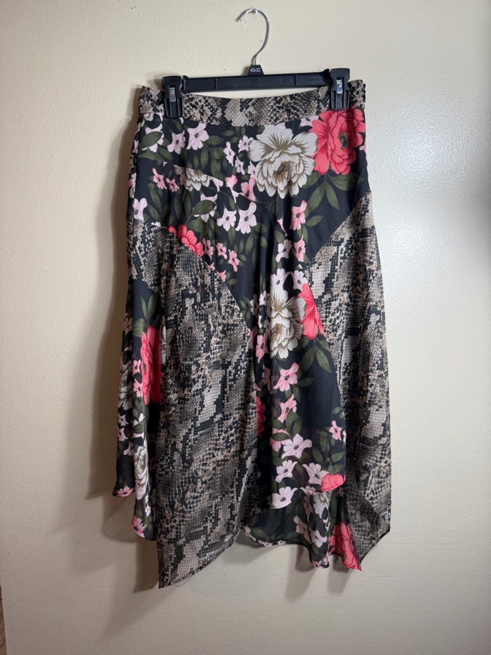 INC International Concepts Y2K Floral Snakeskin Print Asymmetrical 2 Petite